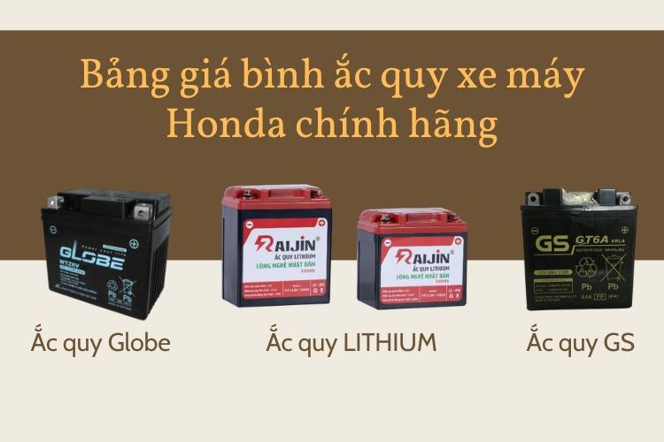 Bảng giá bình ắc quy xe máy Honda chính hãng